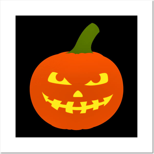 Halloween Funny Scary Smile Pumpkin Face Wall Art by koolteas